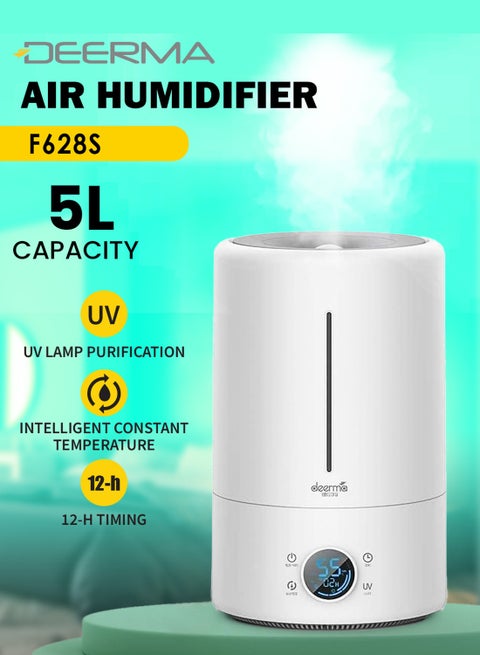 Cool Mist Purification Touch Display Smart Humidifier with Himidity Display UV Lamp Sterilization and 3 Mist Level for Home, Rooms & Office white