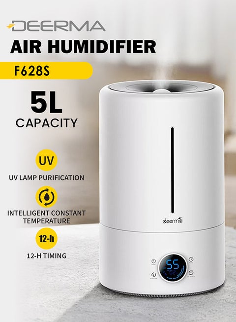 Cool Mist Purification Touch Display Smart Humidifier with Himidity Display UV Lamp Sterilization and 3 Mist Level for Home, Rooms & Office white