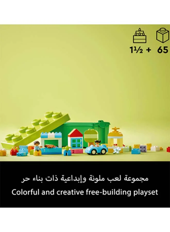 LEGO Duplo Classic Brick Box Toddlers’ First Lego Set With Storage Box, Includes Colorful Shapes, Easy Building Ideas And Number Bricks, Endless Creativity For Toddlers 18 Months And Up (65 Pieces) 10913