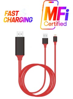 Lightning To HDMI/HDTV Cable For Apple Red/Black