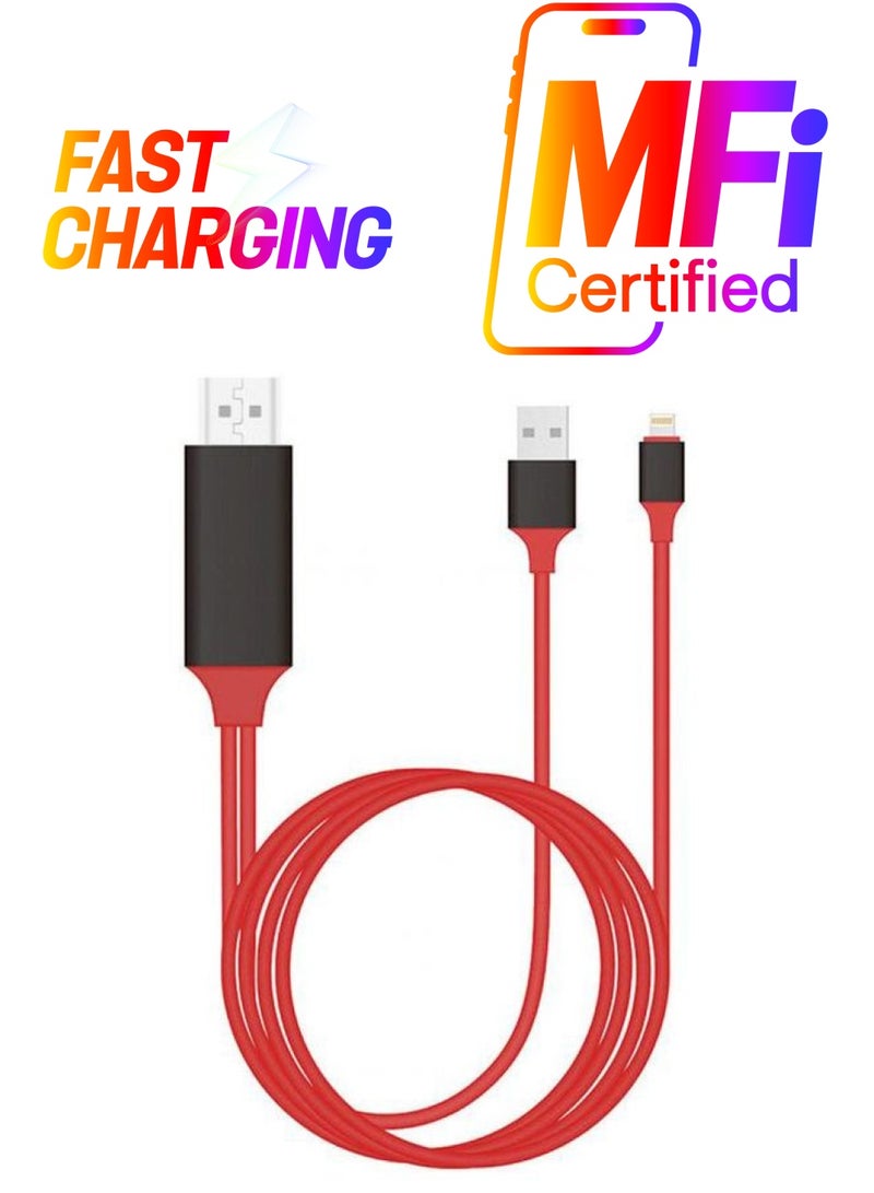 Generic - Lightning To HDMI/HDTV Cable For Apple Red/Black - Image 1