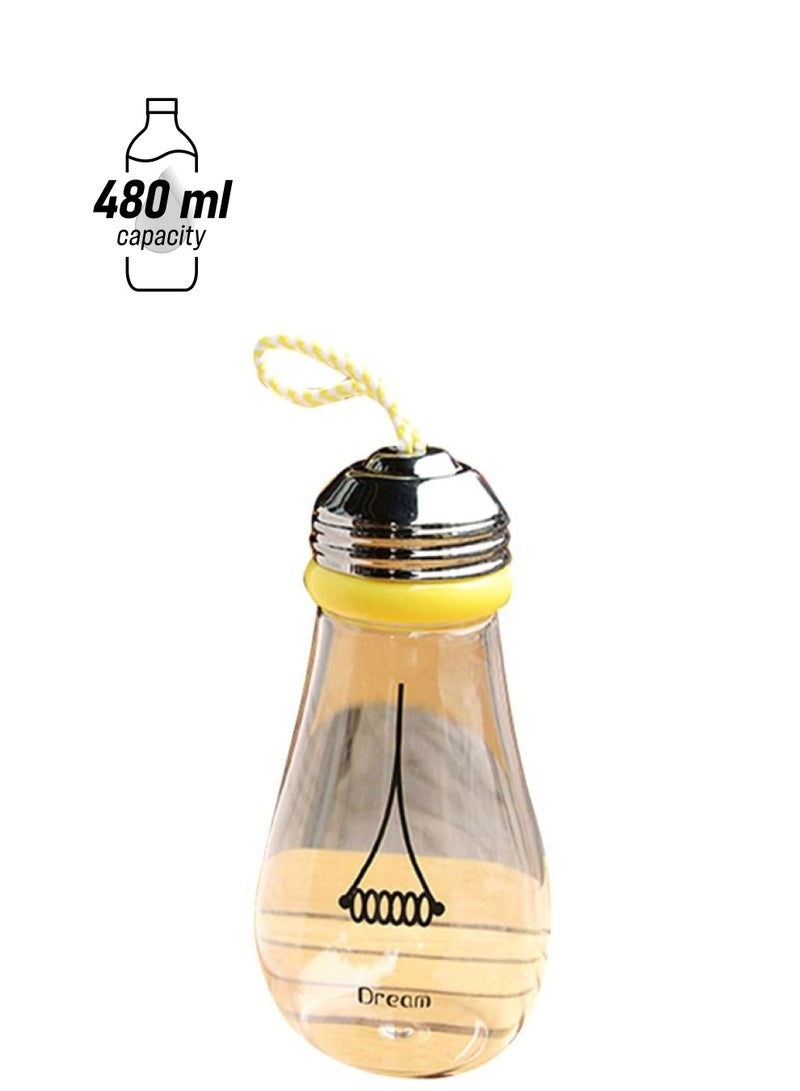 زجاجة مياه بتصميم مبتكر على شكل مصباح أصفر/شفاف 17x6سم