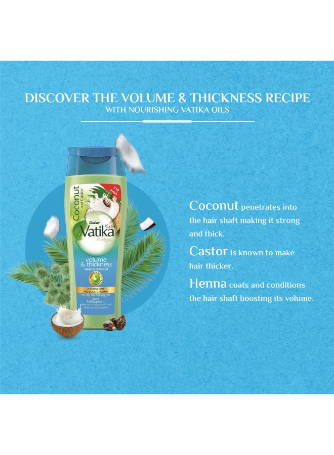 Dabur Vatika Naturals Volume & Thickness Shampoo | Natural Extracts of Coconut & Castor | For Normal Thin & Limp Hair - 180ml - Image 3