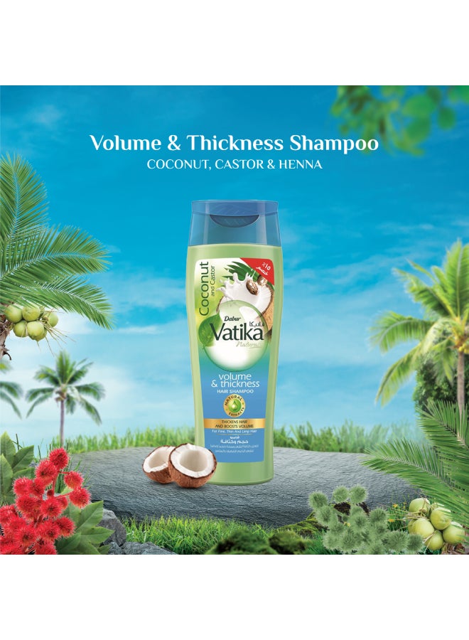 Dabur Vatika Naturals Volume & Thickness Shampoo | Natural Extracts of Coconut & Castor | For Normal Thin & Limp Hair - 180ml - Image 2