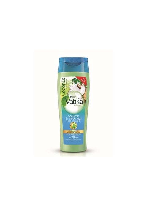 Vatika Naturals Volume & Thickness Shampoo 180 ml + 15% OFF | Natural Extracts of Coconut & Castor | For Normal Thin & Limp Hair Multicolour 360.0ml