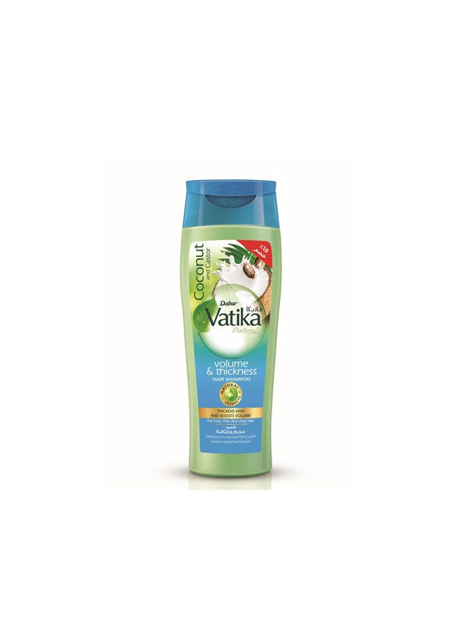 VATIKA - Vatika Naturals Volume & Thickness Shampoo 180 ml + 15% OFF | Natural Extracts of Coconut & Castor | For Normal Thin & Limp Hair Multicolour 360.0ml - Image 1