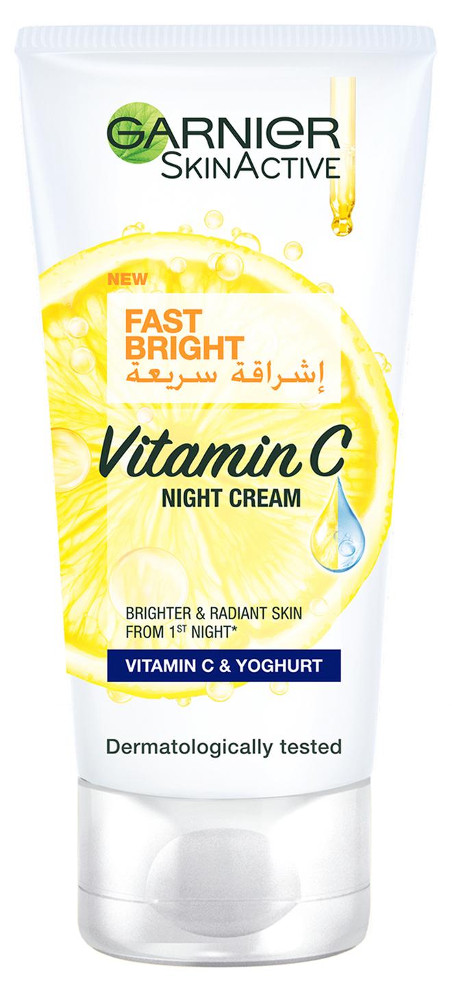 garnier SkinActive Fast Bright Night Cream With Vitamin C And Yoghurt Clear 50ml - Image 1