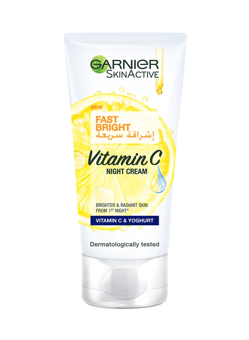 garnier SkinActive Fast Bright Night Cream With Vitamin C And Yoghurt Clear 50ml - Image 1