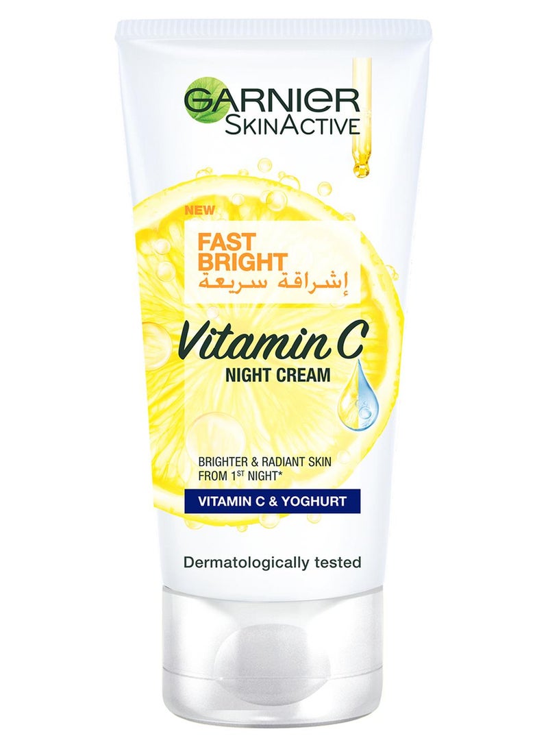 garnier SkinActive Fast Bright Night Cream With Vitamin C And Yoghurt Clear 50ml - Image 1