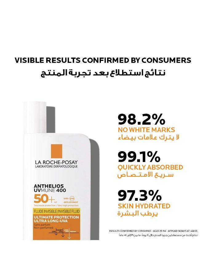 LA ROCHE-POSAY Anthelios Uvmune 400 Invisible Fluid Sunscreen Spf 50+ For Men/Women; Dermatologically-Tested Skincare Sunblock For Sensitive, Reactive, Or Sun-Allergic Skin 50ml - Image 3