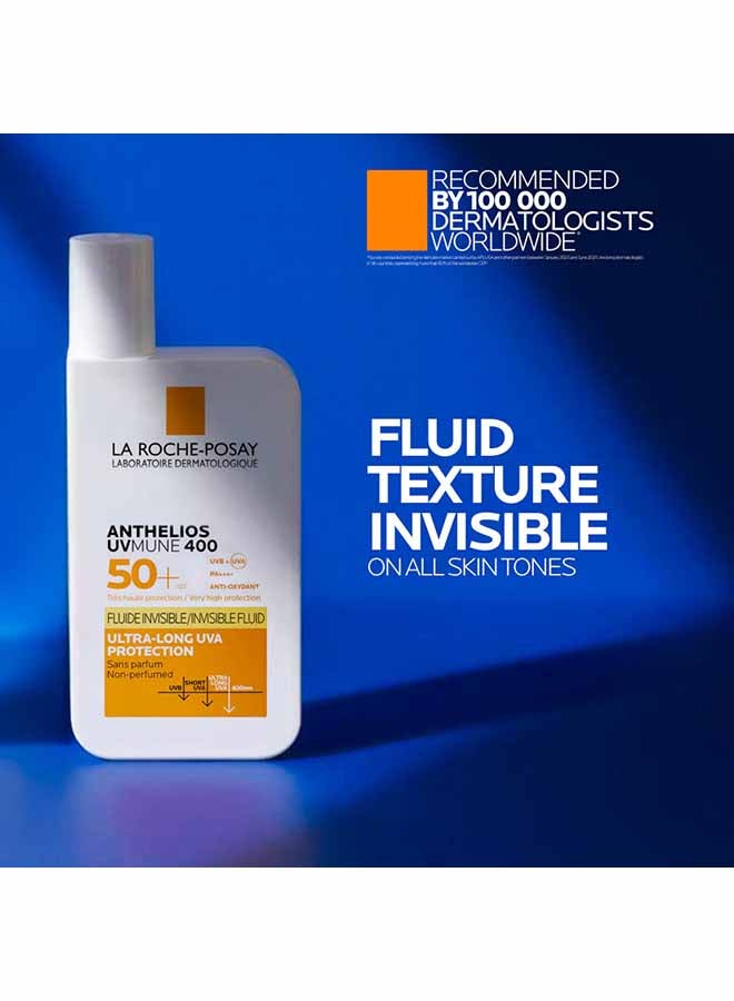 لاروش بوزيه أنثيليوس يو في ميون 400 سائل إنفزيبل فلويد واقي الشمس +SPF 50 للرجال والنساء، عناية مختبرة طبياً، مثالي للبشرة الحساسة والمتفاعلة والتي تعاني من حساسية الشمس، 50ملليلتر - Image 2