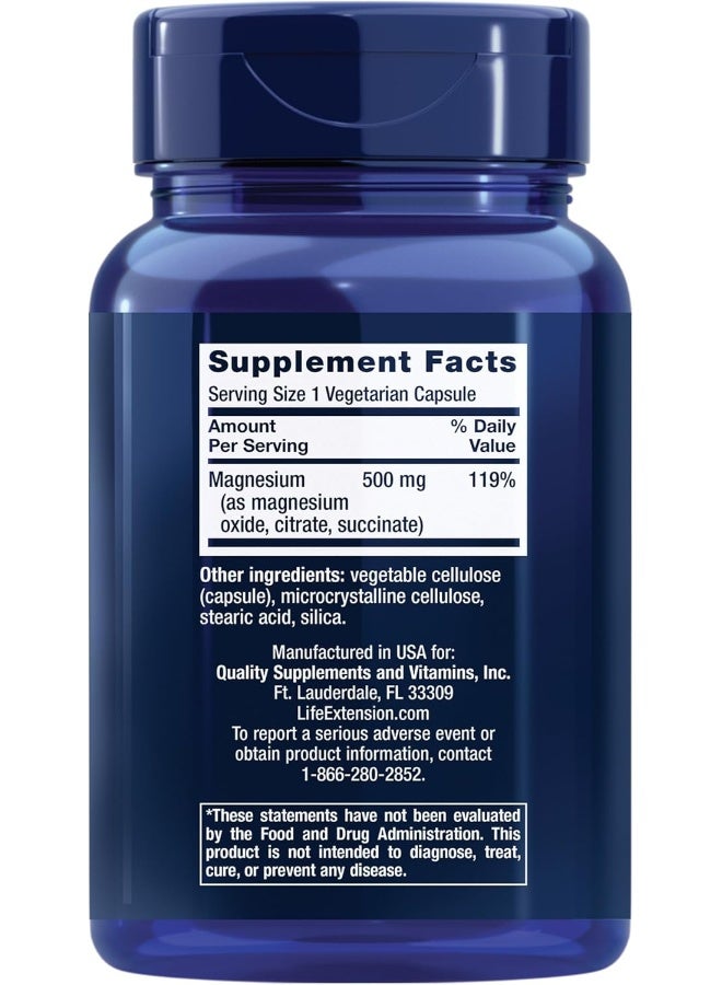 Life Extension Magnesium Caps 500 Mg-100 Vegetarian Capsules - Image 2