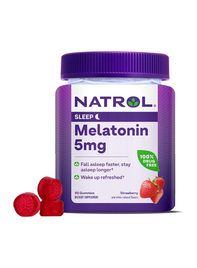 NATROL - Melatonin Sleep, Strawberry, 5 Mg - 90 Gummies Packaging May Vary - Image 1