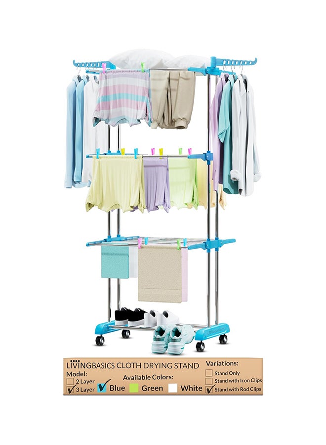 Generic - Metal Clothes Dryer Rack Silver/Blue (750-1260)x640x1700cm - Image 1