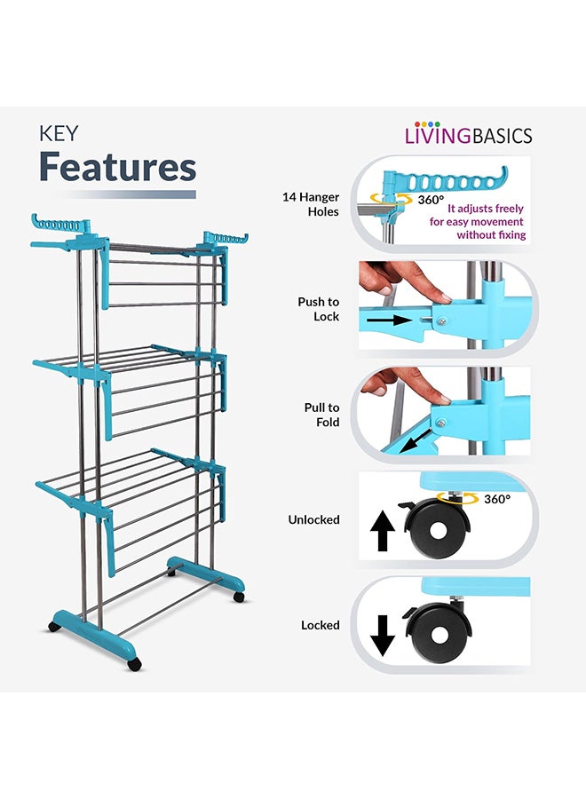 Generic - Metal Clothes Dryer Rack Silver/Blue (750-1260)x640x1700cm - Image 1