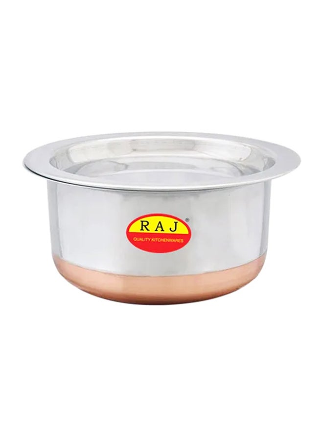 RAJ Cooking Pot With Lid Shiny Silver with Copper Bottom 18x9cm 
