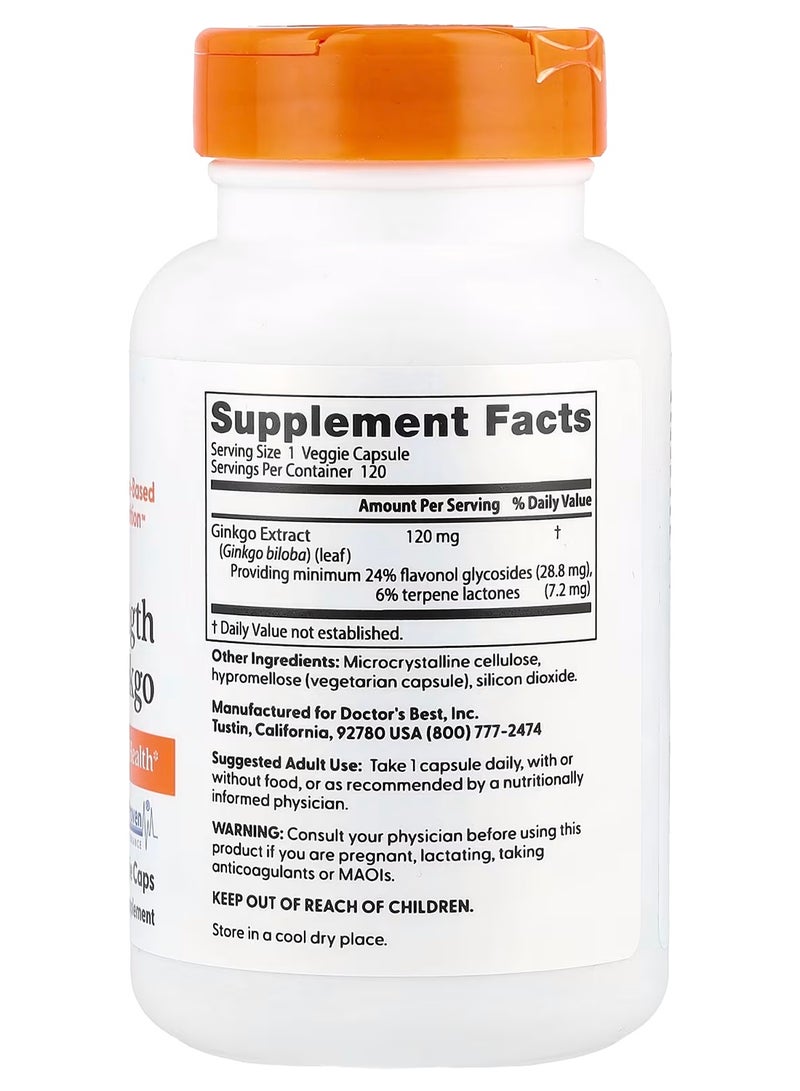 Doctor's BEST - Extra Strength Ginkgo 120 Mg-120 Veggie Caps - Image 1