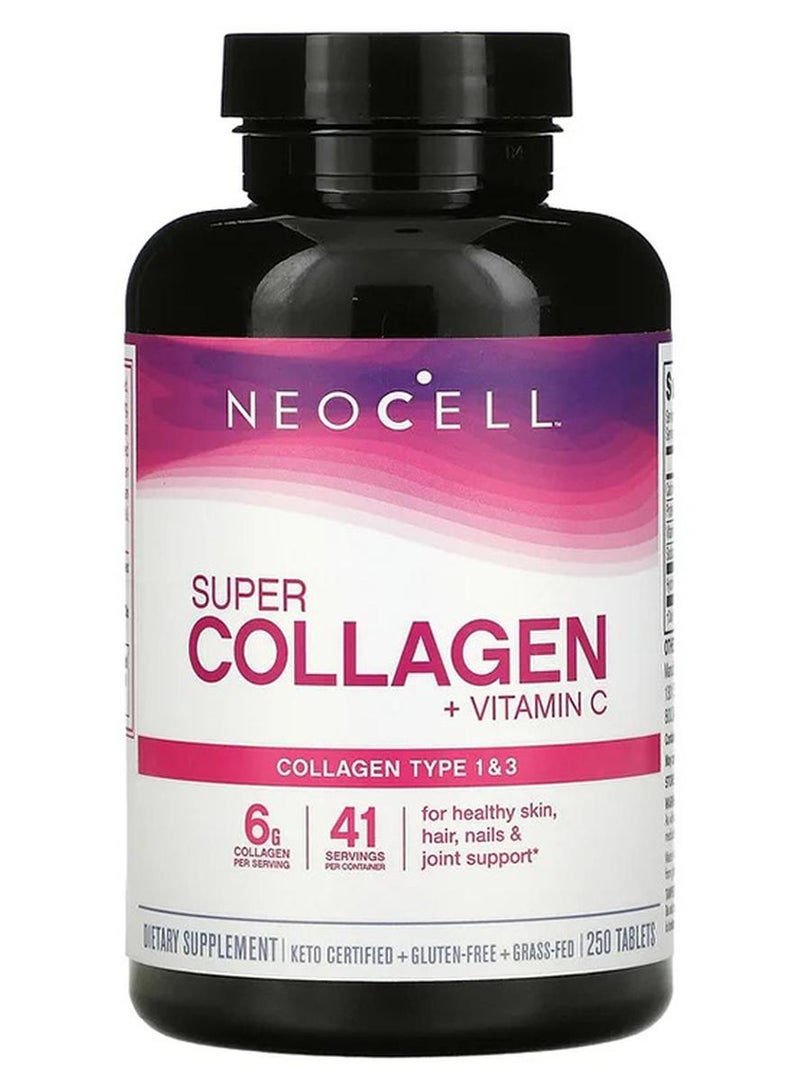 NEOCELL Super Collagen + C Type 1 And 3 6000 mg Dietary Supplement - 250 Tablets - Image 1
