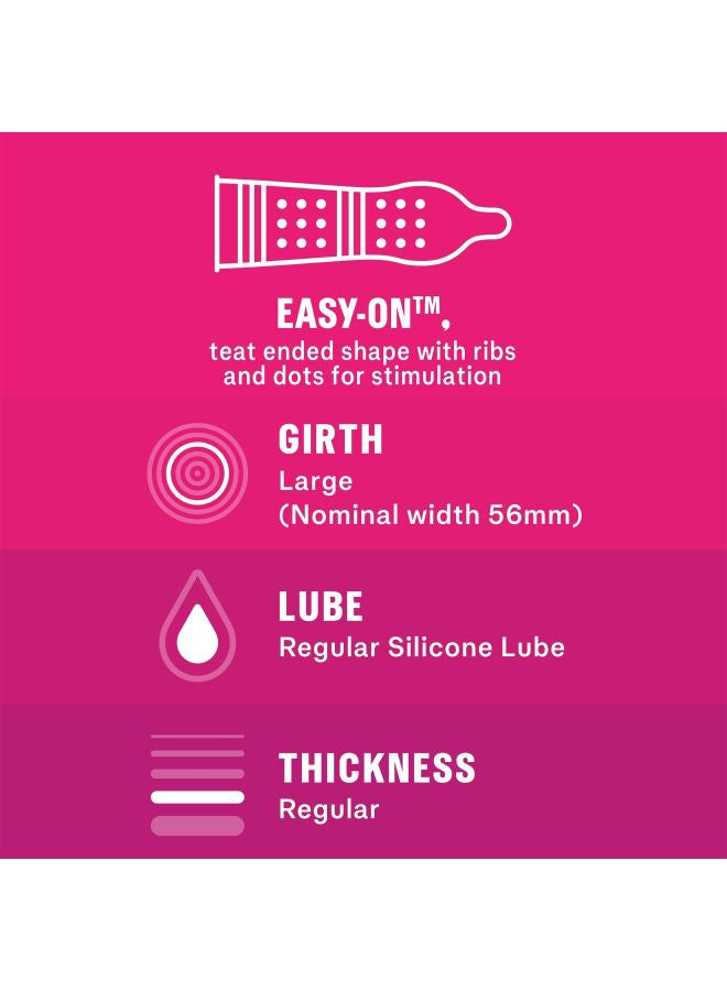 دوريكس عبوة من 12 واقي ذكري مضلع ومنقط بليجر مي - Image 5