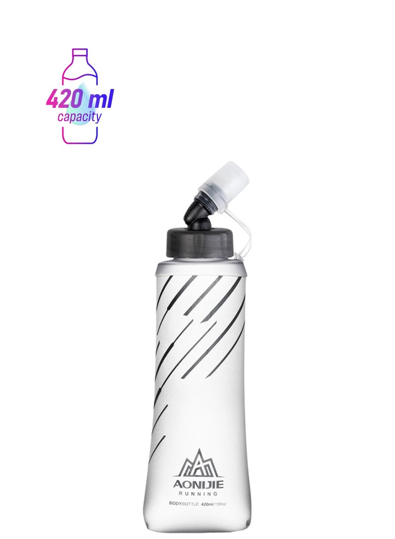 AONIJIE Water Drinking Bottle White/Black 420ml  - Image 1