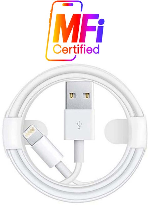 USB To Lightning Data Sync And Charging Cable For Apple iPhone White/Silver