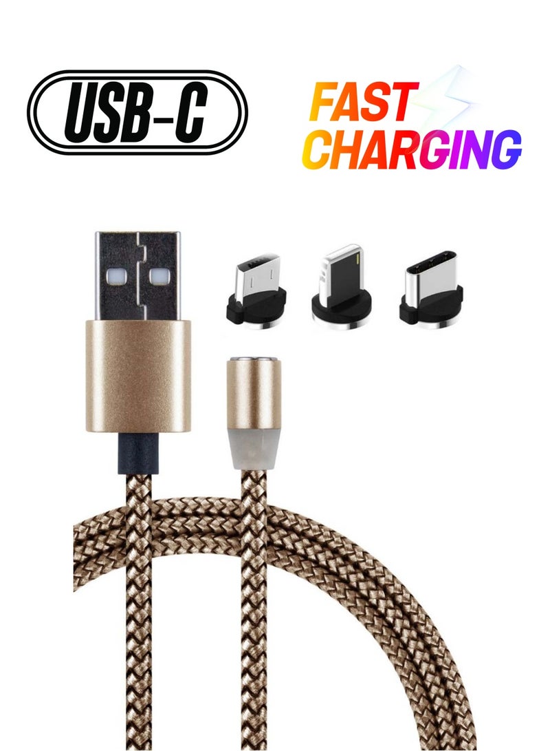 IQ Magnetic Charging Cable With Replaceable USB Head Gold/Black - Image 1