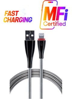IQ Quick Charge USB To Lightning Data Sync And Charging Cable For Apple Silver/Black  - Image 1