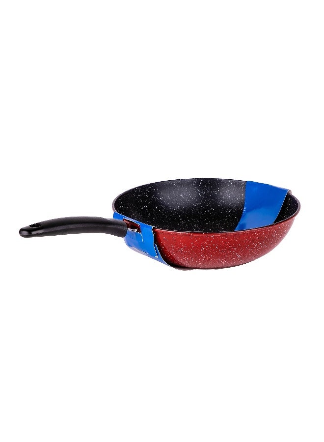 Bister Non-Stick Granite-Coated Wok Pan with Bakelite Handle, 32 cm, Black and Red Black/Red 34.0cm - Image 1