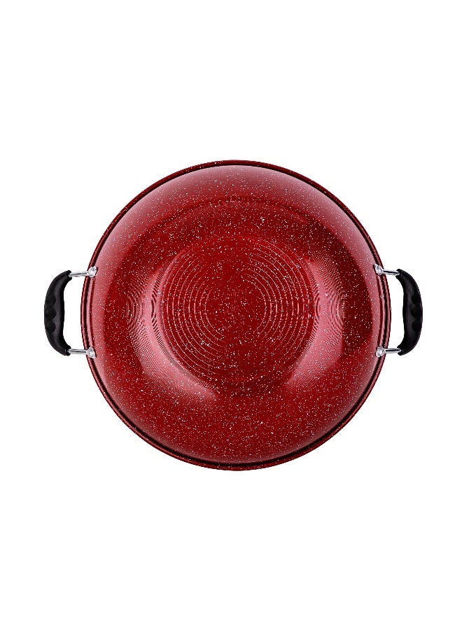 Bister Non-Stick Granite-Coated Wok Pan with Ergonomic Stay-Cool Bakelite Handle, 34 cm, Black and Red Black/Red 34cm - Image 5