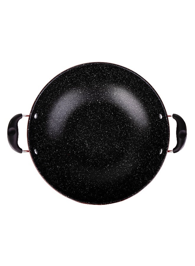 Bister Non-Stick Granite-Coated Wok Pan with Ergonomic Stay-Cool Bakelite Handle, 34 cm, Black and Red Black/Red 34cm - Image 3