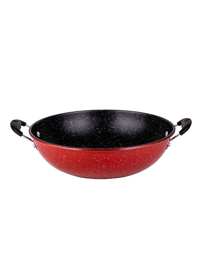 Bister Non-Stick Granite-Coated Wok Pan with Ergonomic Stay-Cool Bakelite Handle, 34 cm, Black and Red Black/Red 34cm - Image 2