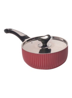 Bister Bister Round Nonstick Sauce Pan | Made of High-Quality | Nonstick with Flat Bottom Suitable for Induction Cooker Halogon Oven and Gas Stove | Black & Red Black & Red 18.0cm  - Image 1