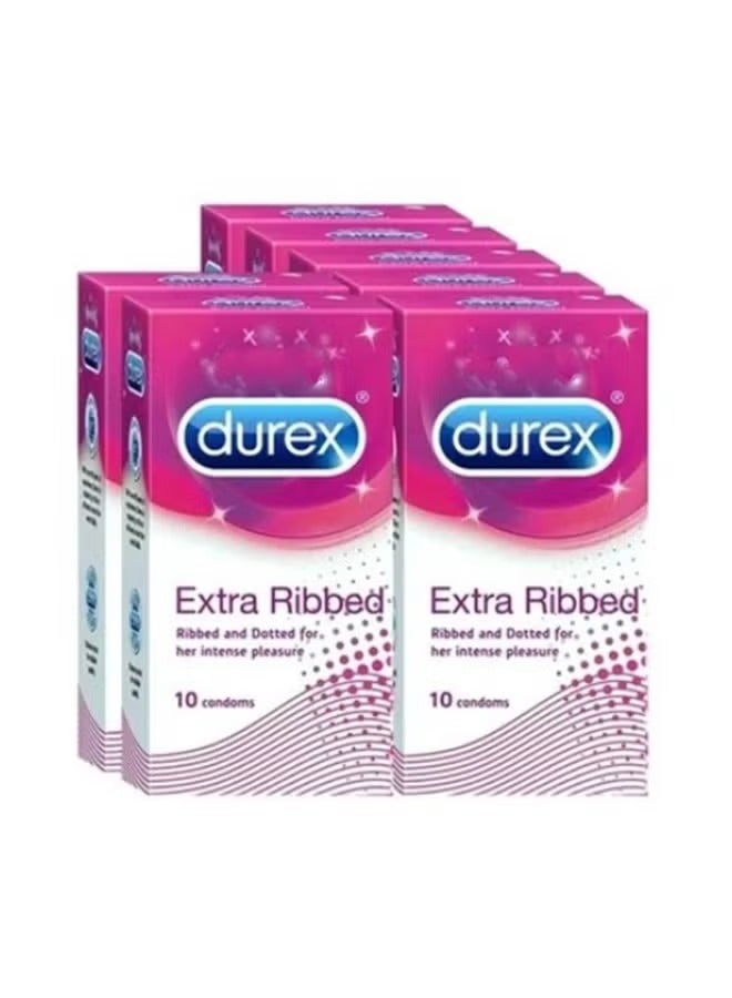 Durex Pack Of 7 Extra Ribbed Condoms, 70 Count - Image 1