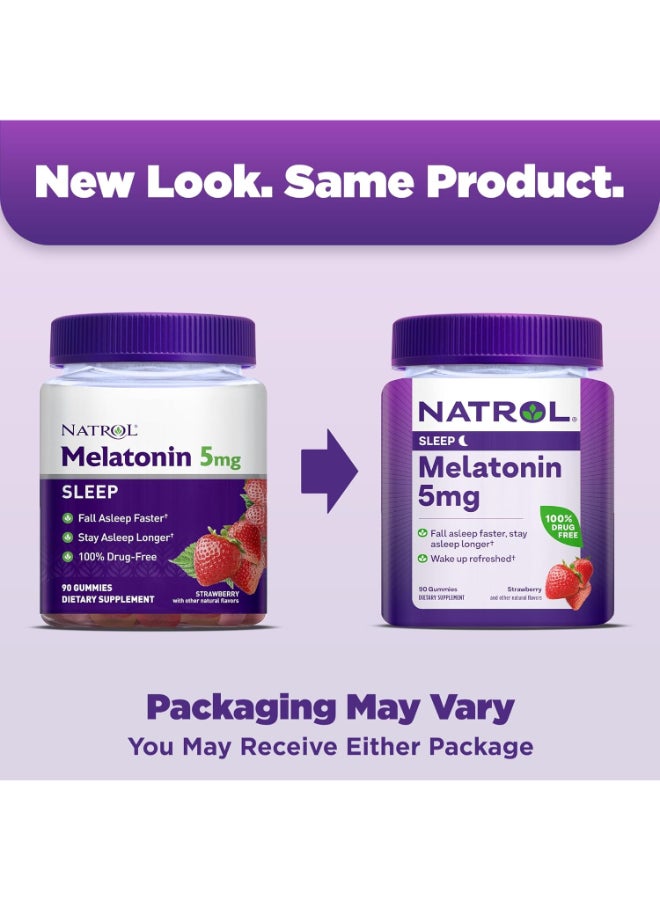 NATROL Melatonin Sleep, Strawberry, 5 Mg - 90 Gummies Packaging May Vary  - Image 2