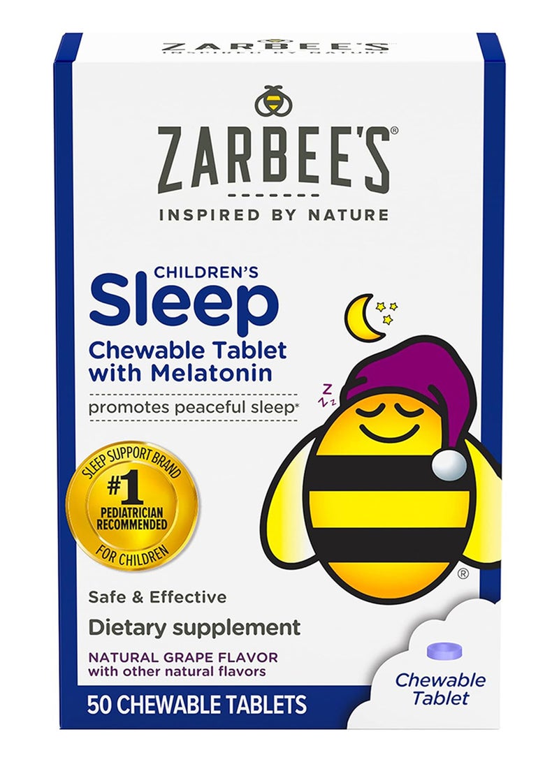 Zarbee's Naturals - Natural Grape Flavour Melatonin For Sleep - 50 Chewable Tablets - Image 1