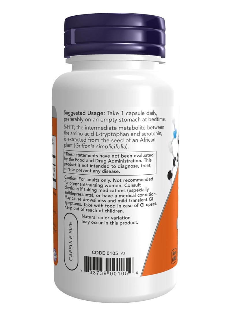Now Foods 5-HTP Neurotrasmitter Support* - 60 Veg Capsules  - Image 3
