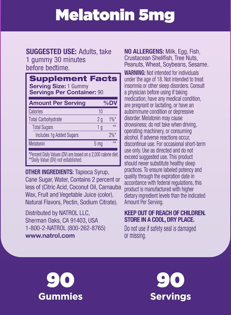 NATROL Melatonin Sleep, Strawberry, 5mg - 90 Gummies, Packaging May Vary  - Image 3