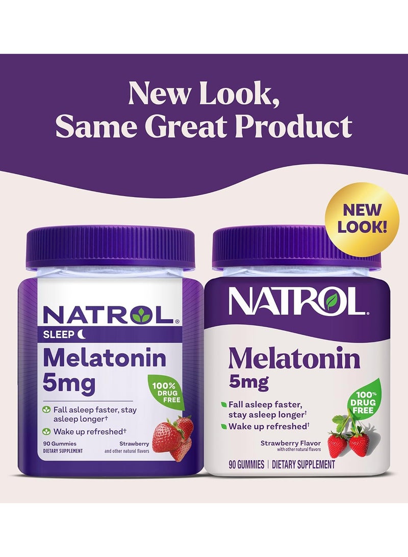 NATROL Melatonin Sleep, Strawberry, 5mg - 90 Gummies, Packaging May Vary  - Image 2