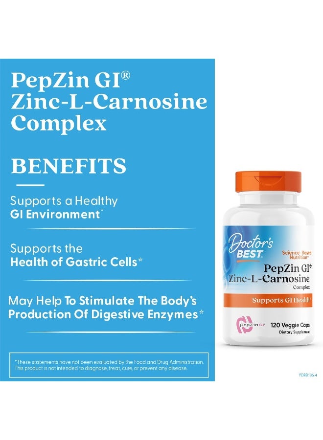 Doctor's BEST Pepzin Gi Zinc L Carnosine Complex 120 Veggie Caps Packaging May Vary - Image 5