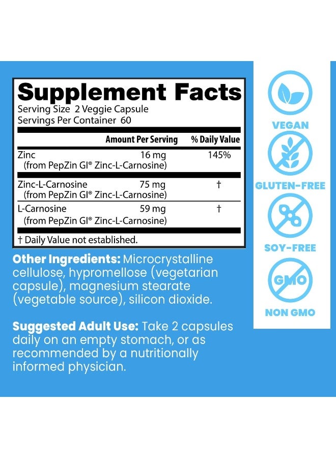 Doctor's BEST Pepzin Gi Zinc L Carnosine Complex 120 Veggie Caps Packaging May Vary - Image 4