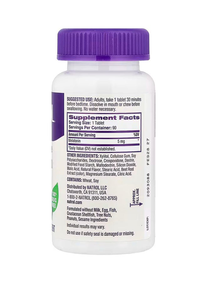 Natrol, Melatonin, Fast Dissolve, Strawberry, 5 mg, 90 Tablets - Image 2