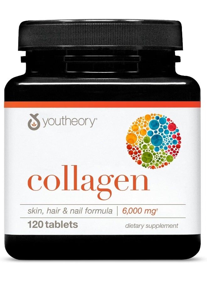 youtheory - Collagen Skin, Hair & Nails Formula, 6000 mg - 120 Tablets Packaging May Vary - Image 1