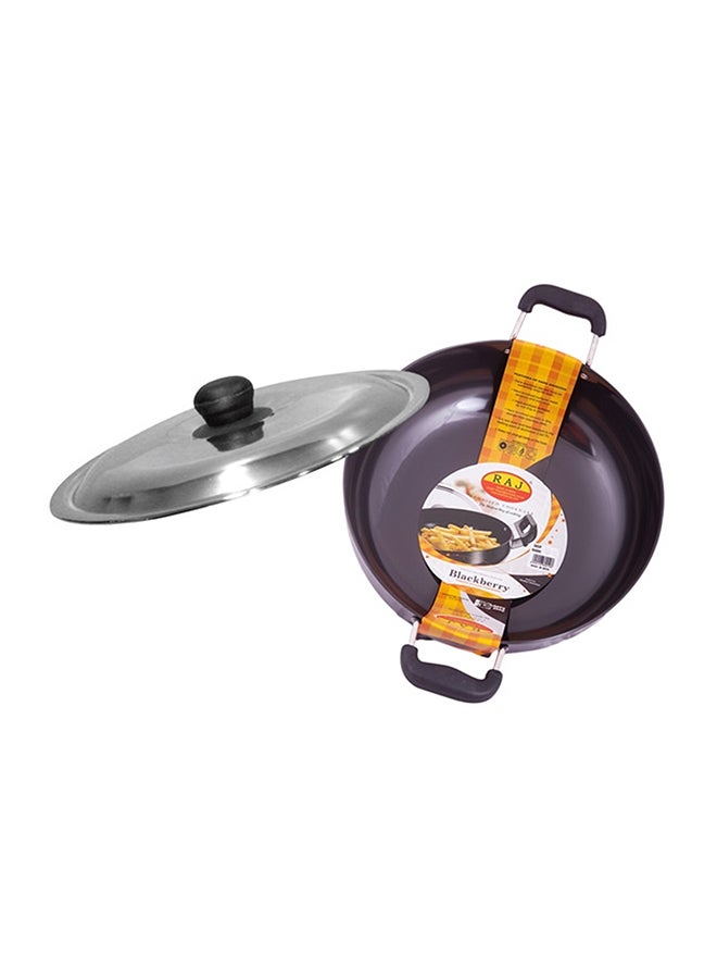 RAJ Anodized Deep Kadai With Lid Blackberry 31cm  - Image 1