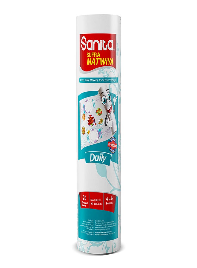 Sanita - Sufra Matwiya Daily Small Table Cover Roll, 20-Sheets, 85 X 107cm Size 107x85cm - Image 1