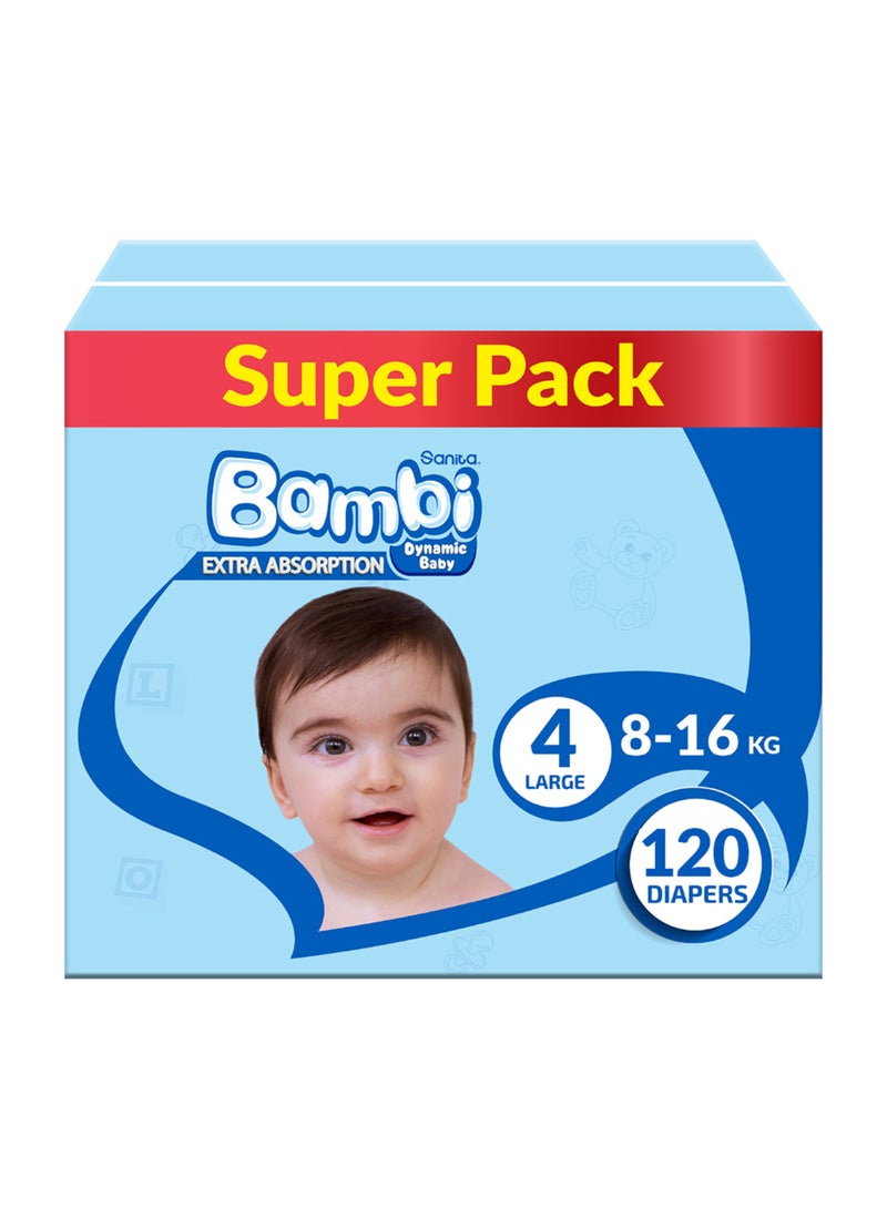 Sanita Bambi Baby Diapers Super Pack Size 4 Large 8-16 Kg - Image 1