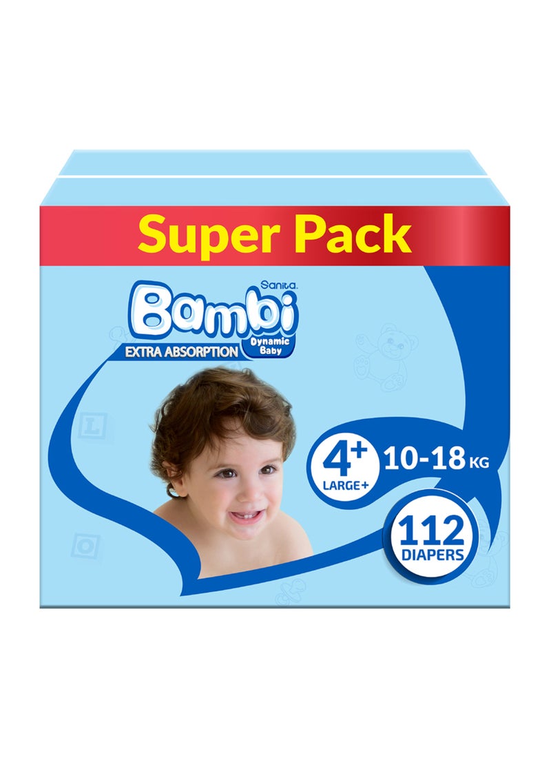 Sanita Bambi Baby Diapers Super Pack Size 4+ Large Plus 10-18 Kg - Image 1