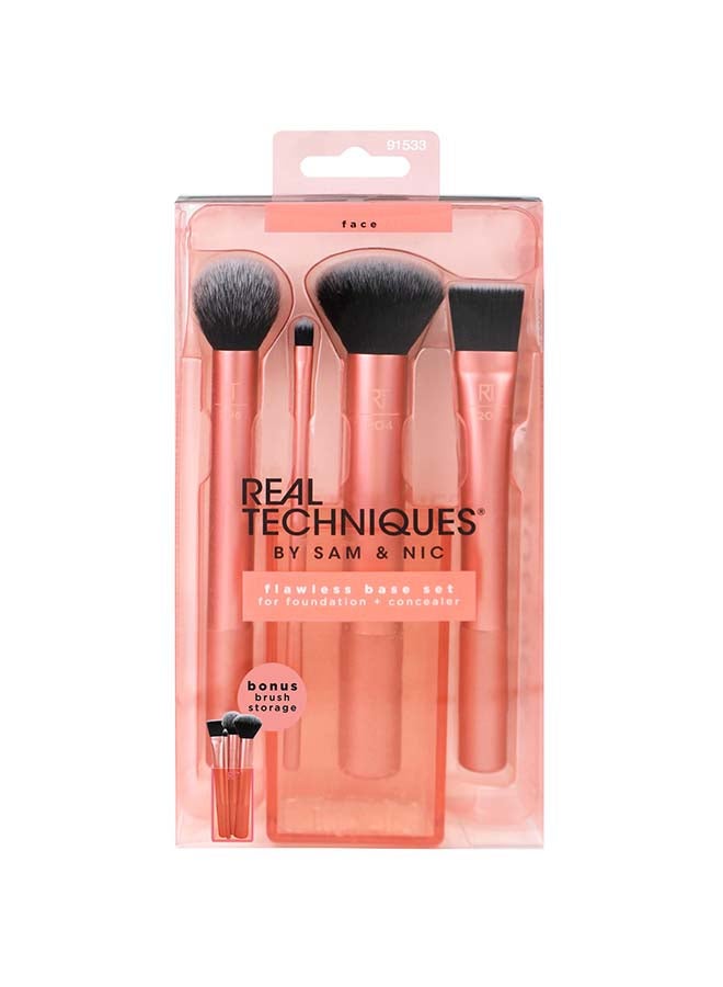 REAL TECHNIQUES - 4-Piece Cruelty Free Flawless Base Brush Set Rose Gold/Black - Image 1