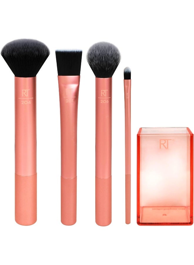 REAL TECHNIQUES - 4-Piece Cruelty Free Flawless Base Brush Set Rose Gold/Black - Image 1