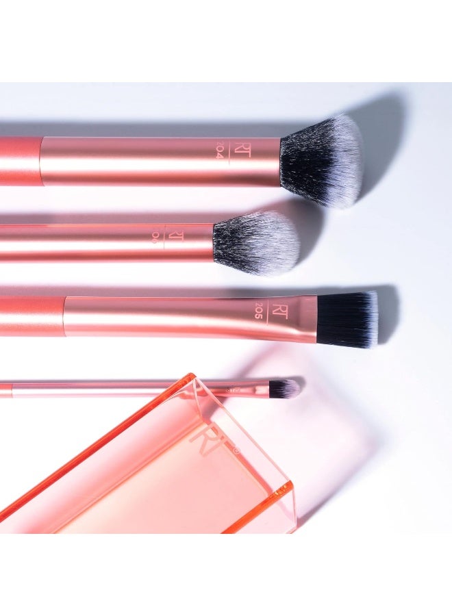 REAL TECHNIQUES - 4-Piece Cruelty Free Flawless Base Brush Set Rose Gold/Black - Image 1