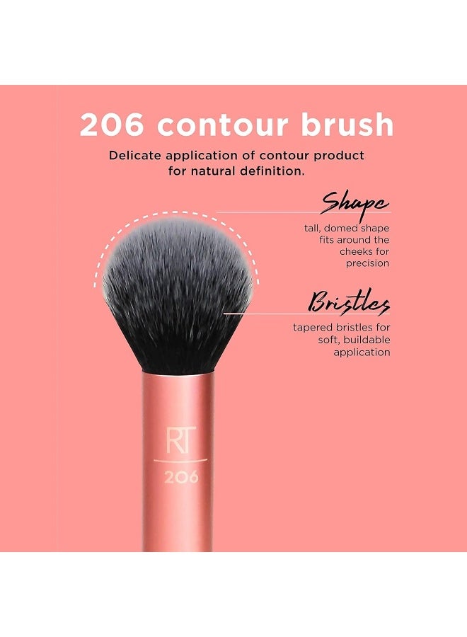 ريل تكنيكس مجموعة فرش أساسية ومثالية وغير مختبرة على الحيوانات ومكونة من 4 قطع ذهبي وردي/أسود - Image 4